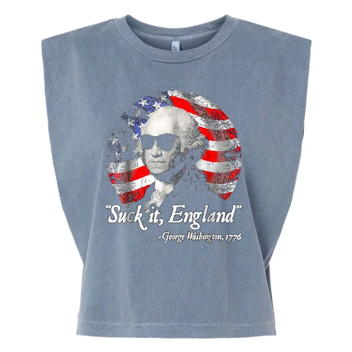 SUCKIT ENGLAND Funny 4th Of July George Washington 1776 Garment-Dyed Women's Muscle Tee