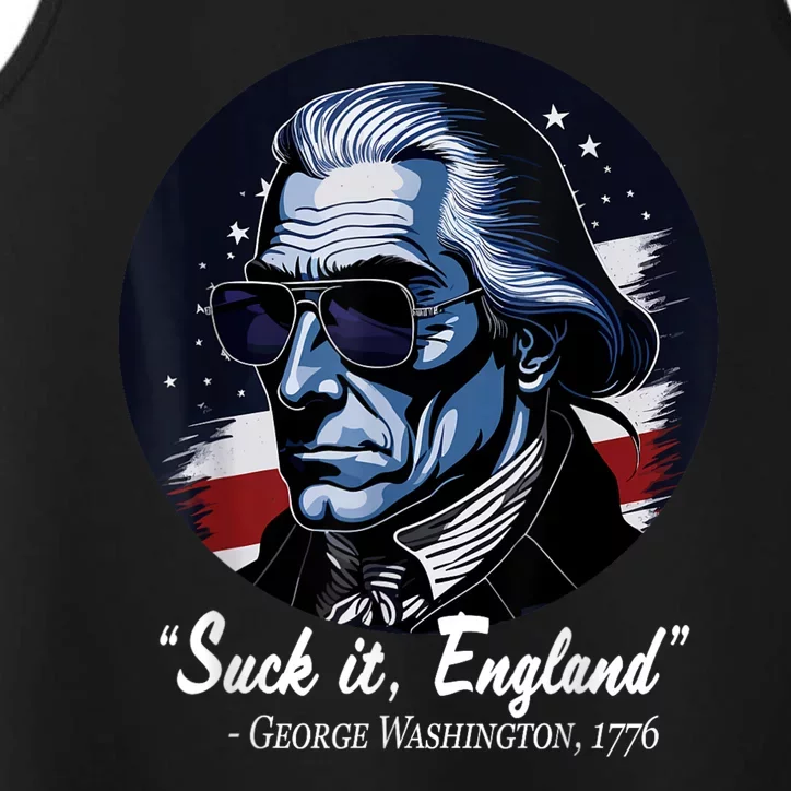 SUCKIT ENGLAND Funny 4th Of July George Washington 1776 Performance Tank