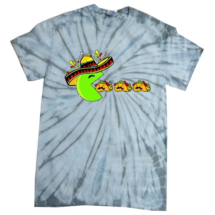 Sombrero Eating Funny Tacos With Mustaches Cinco De Mayo Tie-Dye T-Shirt