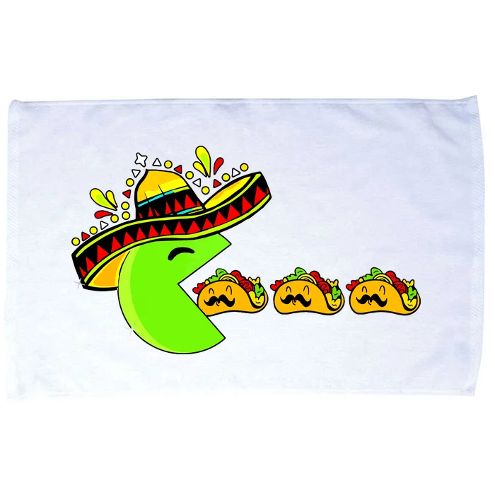 Sombrero Eating Funny Tacos With Mustaches Cinco De Mayo Microfiber Hand Towel