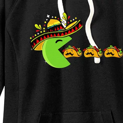 Sombrero Eating Funny Tacos With Mustaches Cinco De Mayo Women's Fleece Hoodie