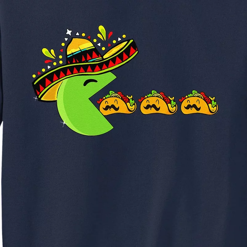 Sombrero Eating Funny Tacos With Mustaches Cinco De Mayo Tall Sweatshirt