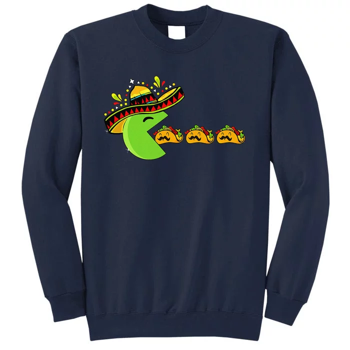 Sombrero Eating Funny Tacos With Mustaches Cinco De Mayo Tall Sweatshirt