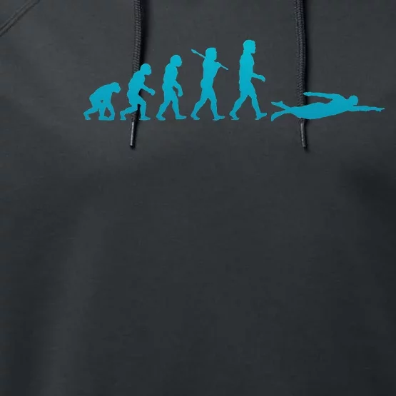 Swimmer Evolution Funny Swimming Swim Performance Fleece Hoodie