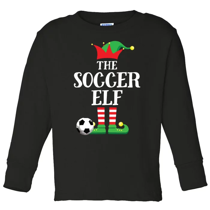 Soccer Elf Family Matching Christmas Group Elf Pajama Gift Toddler Long Sleeve Shirt