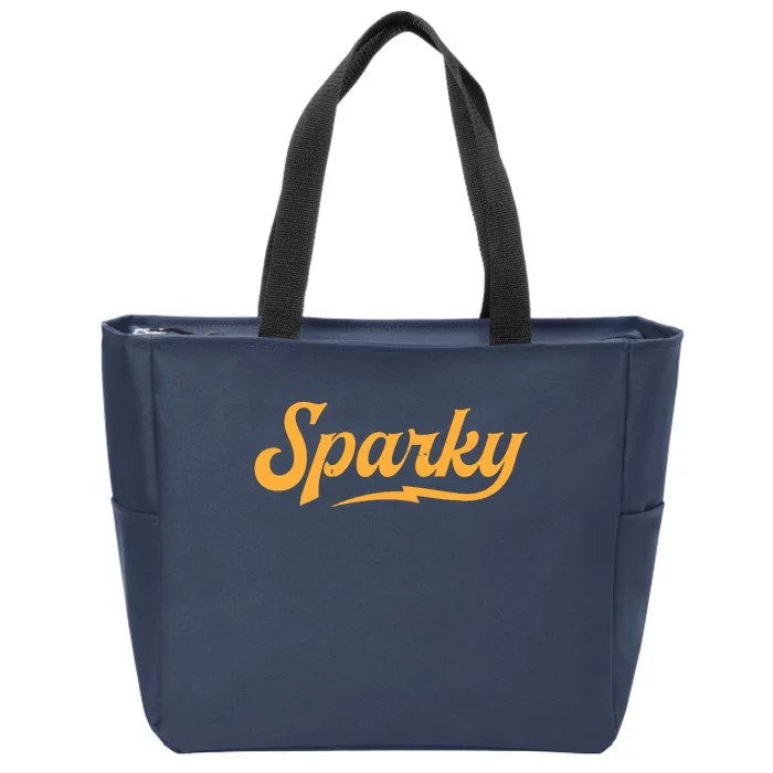 Sparky Electrician Funny Lineman Dad Retro Vintage Novelty Zip Tote Bag