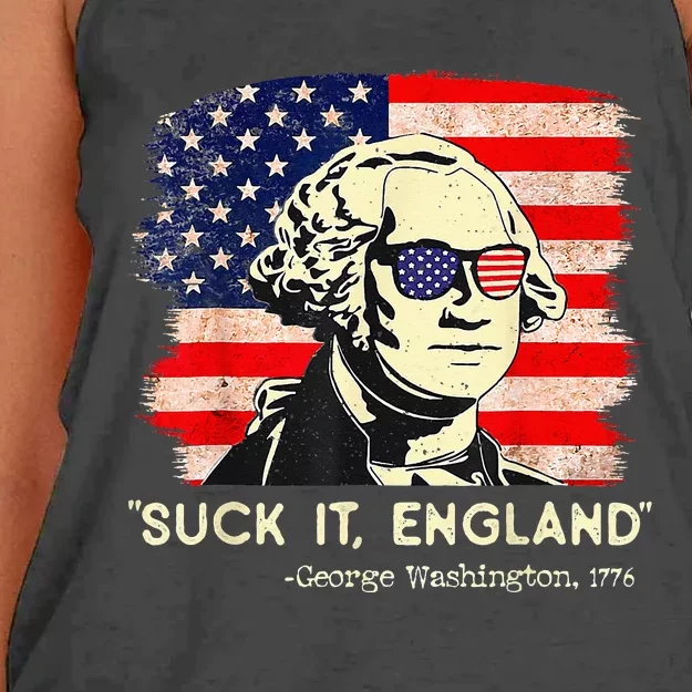 SuckIt England Funny 4th of July George Washington 1776 Women's Knotted Racerback Tank