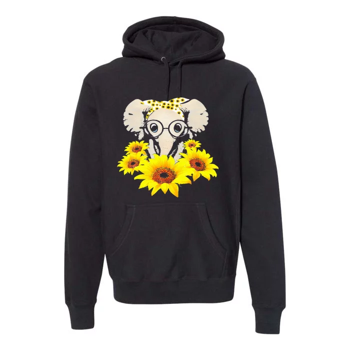 Sunflower Elephant Fun Elephant Animal Lover Gifts Premium Hoodie