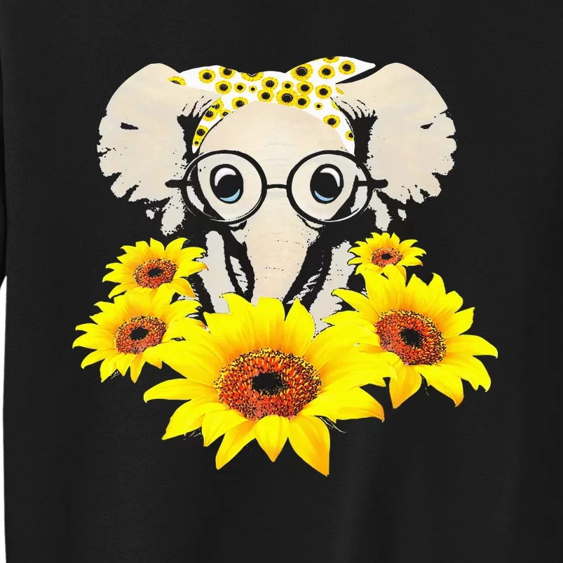 Sunflower Elephant Fun Elephant Animal Lover Gifts Tall Sweatshirt