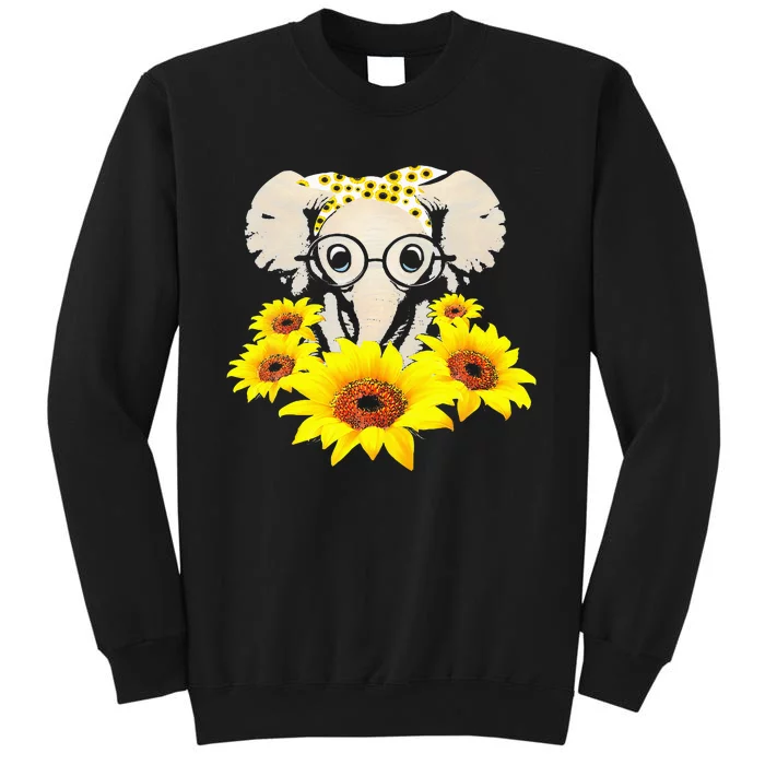 Sunflower Elephant Fun Elephant Animal Lover Gifts Tall Sweatshirt