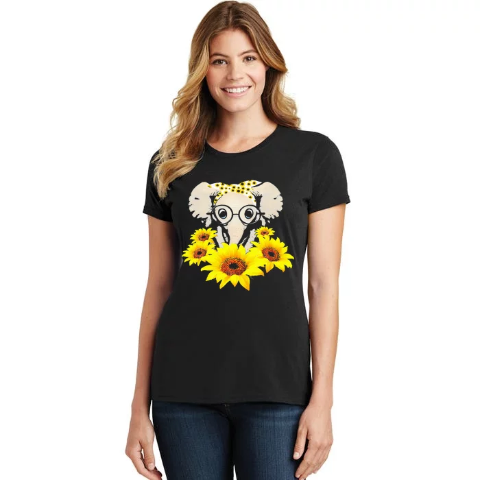 Sunflower Elephant Fun Elephant Animal Lover Gifts Women's T-Shirt