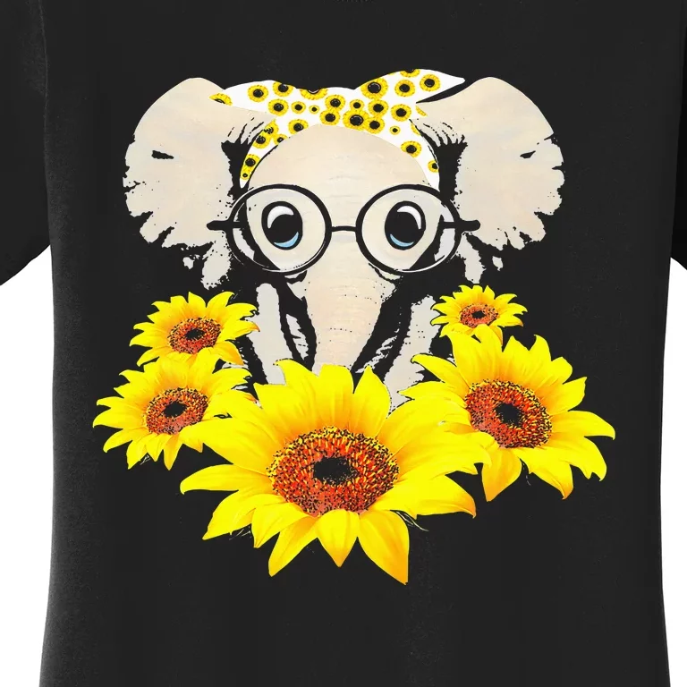 Sunflower Elephant Fun Elephant Animal Lover Gifts Women's T-Shirt