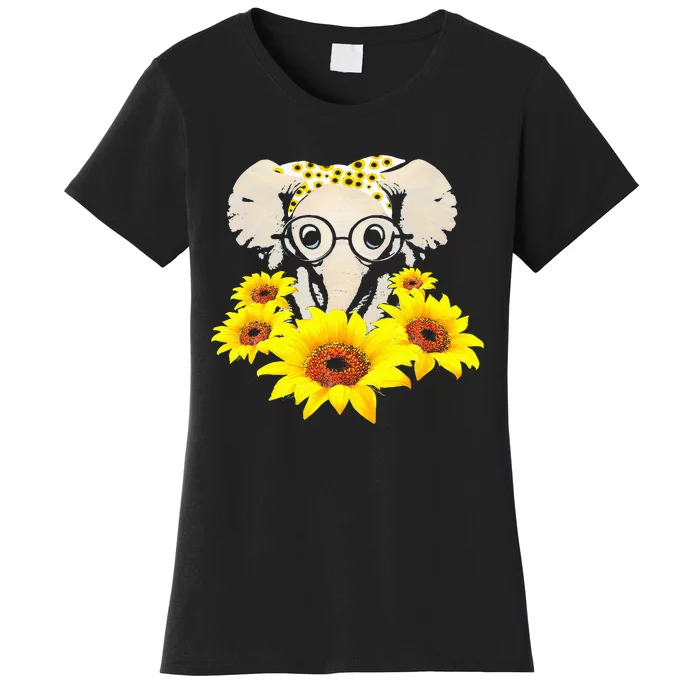 Sunflower Elephant Fun Elephant Animal Lover Gifts Women's T-Shirt