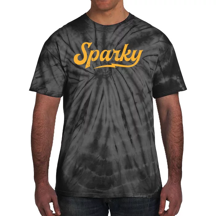 Sparky Electrician Funny Lineman Dad Retro Vintage Novelty Tie-Dye T-Shirt