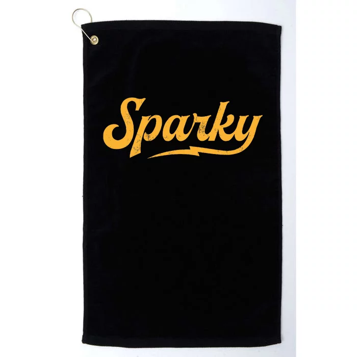 Sparky Electrician Funny Lineman Dad Retro Vintage Novelty Platinum Collection Golf Towel