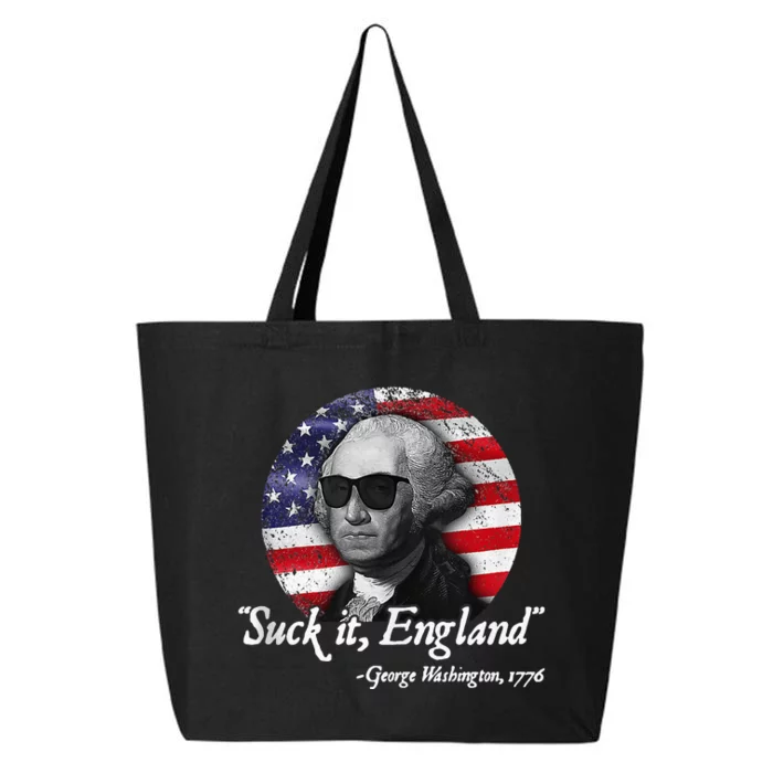 SuckIt England Funny 4th of July George Washington 1776 25L Jumbo Tote