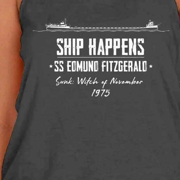 SS Edmund Fitzgerald Lake Superior Iron Ore Detroit Michigan Women's Knotted Racerback Tank