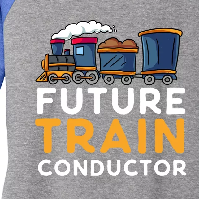 Steam Engine Gift For Future Train Conductor Women's Tri-Blend 3/4-Sleeve Raglan Shirt