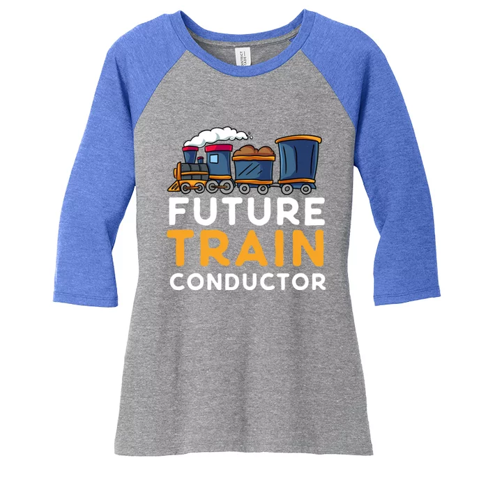 Steam Engine Gift For Future Train Conductor Women's Tri-Blend 3/4-Sleeve Raglan Shirt