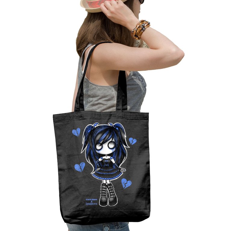 Spookscene Emo Girl Drawing Soft Goth Mall Goth Alt Blue Tote Bag Teeshirtpalace