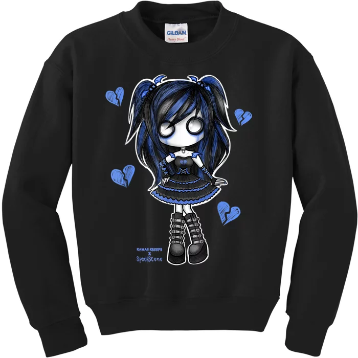Spookscene Emo Girl Drawing Soft Goth Mall Goth Alt Blue Drawstring Bag