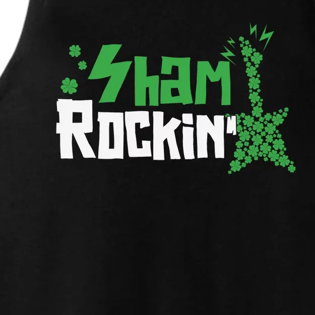 Shamrockin Electric Guitar St Patricks Day Ladies Tri-Blend Wicking Tank