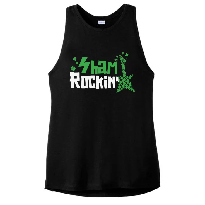 Shamrockin Electric Guitar St Patricks Day Ladies Tri-Blend Wicking Tank