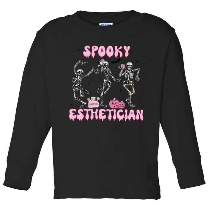 Spooky Esthetician Halloween Skeleton Skin Therapist Case Toddler Long Sleeve Shirt