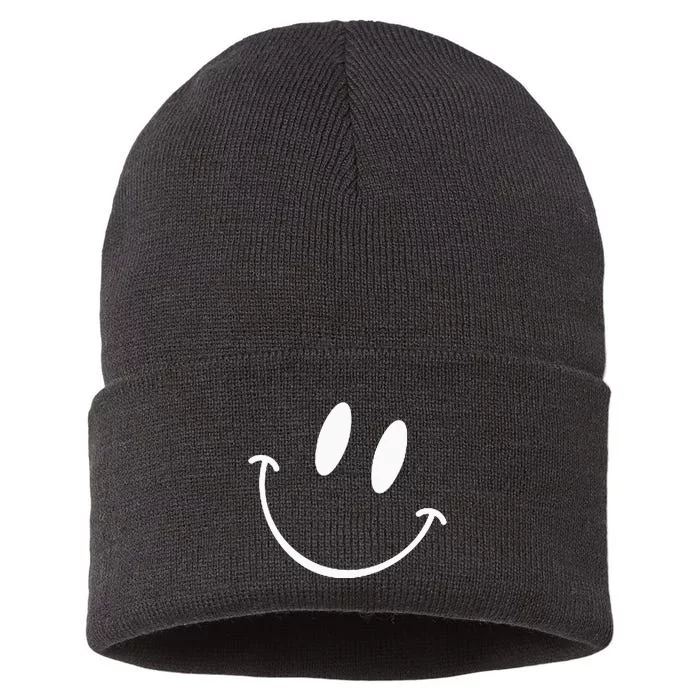 Smiling Emoticon Happy Face Smile Sustainable Knit Beanie