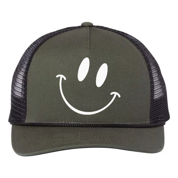 Smiling Emoticon Happy Face Smile Retro Rope Trucker Hat Cap