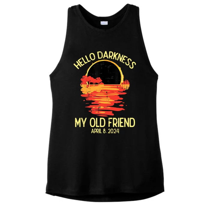 Solar Eclipse Hello Darkness Old Friend 2024 Ladies Tri-Blend Wicking Tank