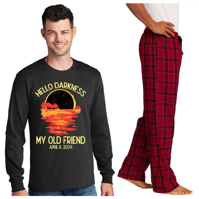 Solar Eclipse Hello Darkness Old Friend 2024 Long Sleeve Pajama Set