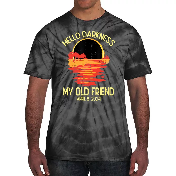 Solar Eclipse Hello Darkness Old Friend 2024 Tie-Dye T-Shirt