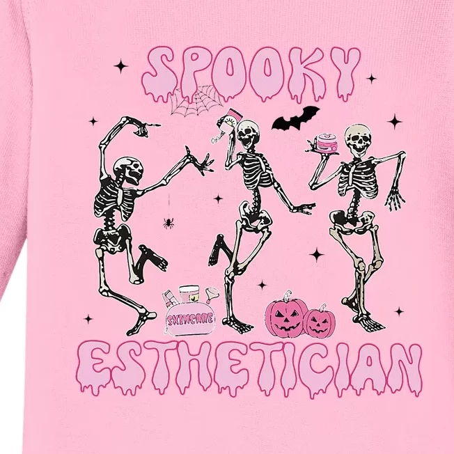 Spooky Esthetician Halloween Skeleton Skin Therapist Case Baby Long Sleeve Bodysuit