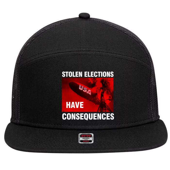 Stolen Elections Have Consequences 7 Panel Mesh Trucker Snapback Hat