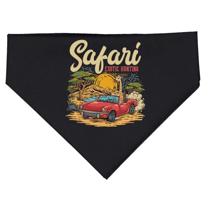 Safari Exotic Hunting Giraffe In A Sports Car Design USA-Made Doggie Bandana