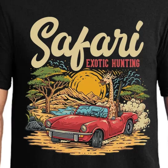 Safari Exotic Hunting Giraffe In A Sports Car Design Pajama Set