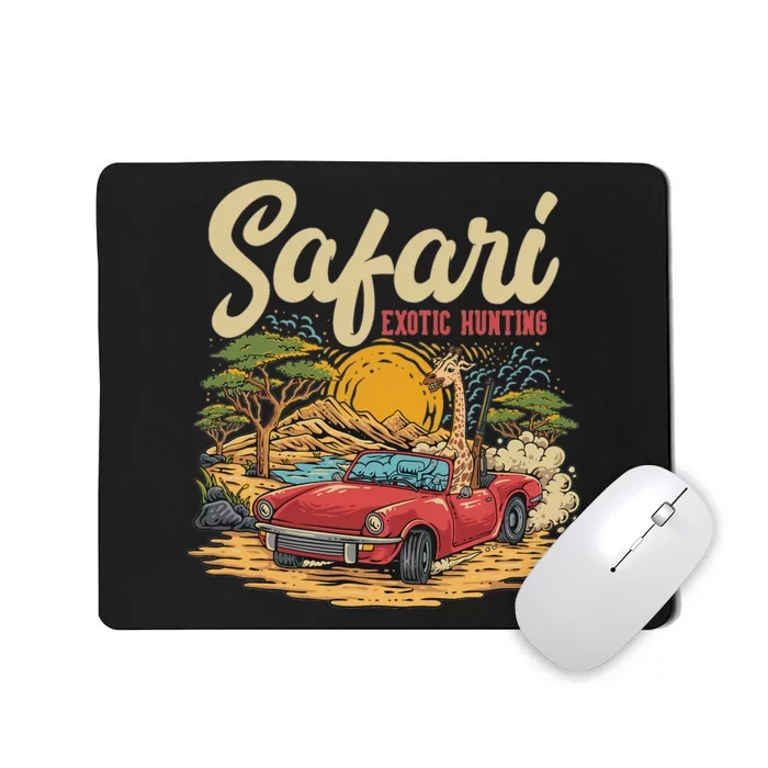 Safari Exotic Hunting Giraffe In A Sports Car Design Mousepad