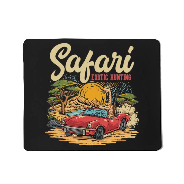 Safari Exotic Hunting Giraffe In A Sports Car Design Mousepad