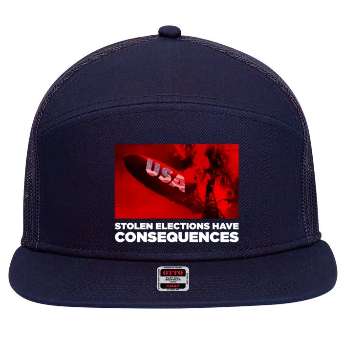 Stolen Elections Have Consequences 7 Panel Mesh Trucker Snapback Hat