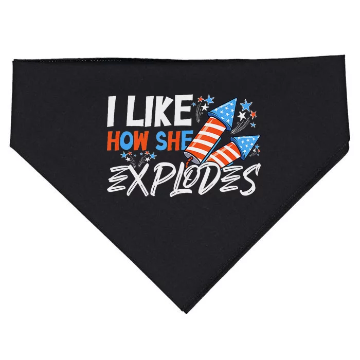 She Explodes He Bangs Funny 4th Of July USA-Made Doggie Bandana