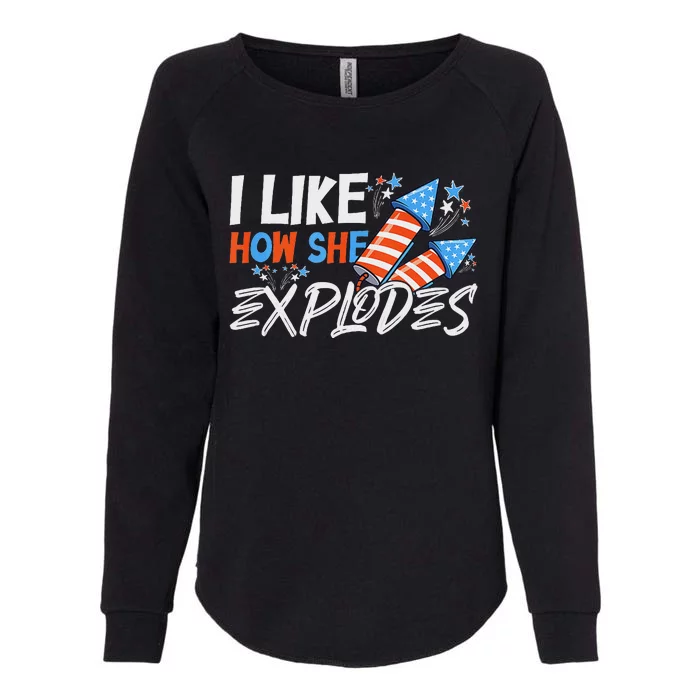 She Explodes He Bangs Funny 4th Of July Womens California Wash Sweatshirt