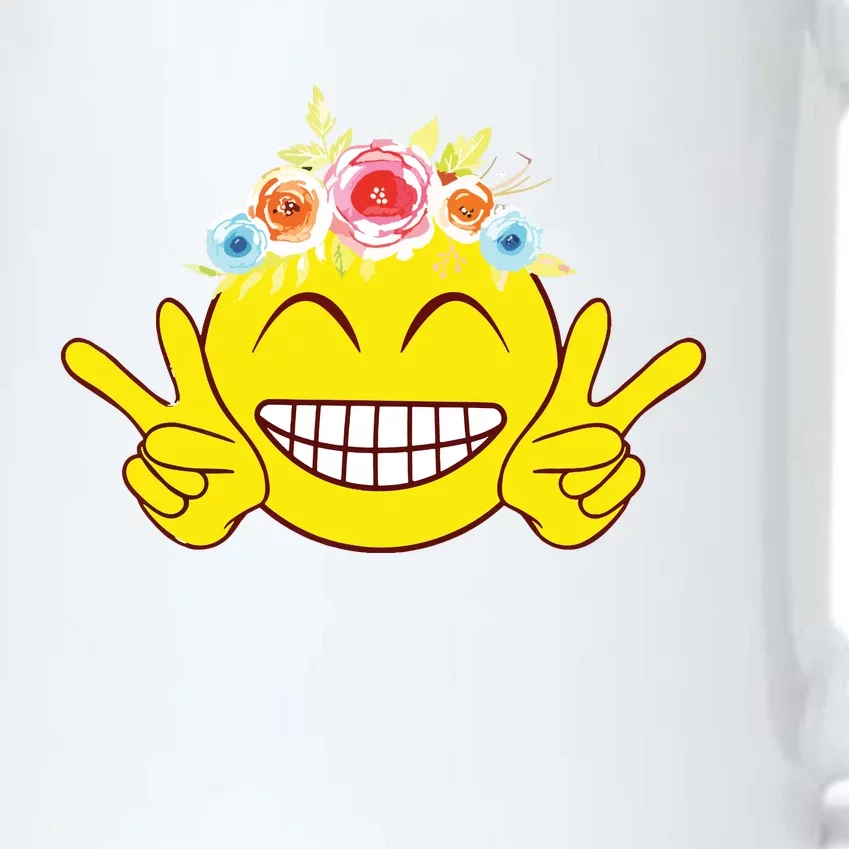 Smile Emoticon Happy Face Peace Love Cute Black Color Changing Mug