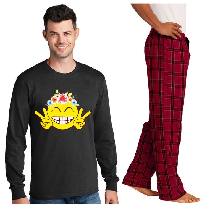 Smile Emoticon Happy Face Peace Love Cute Long Sleeve Pajama Set