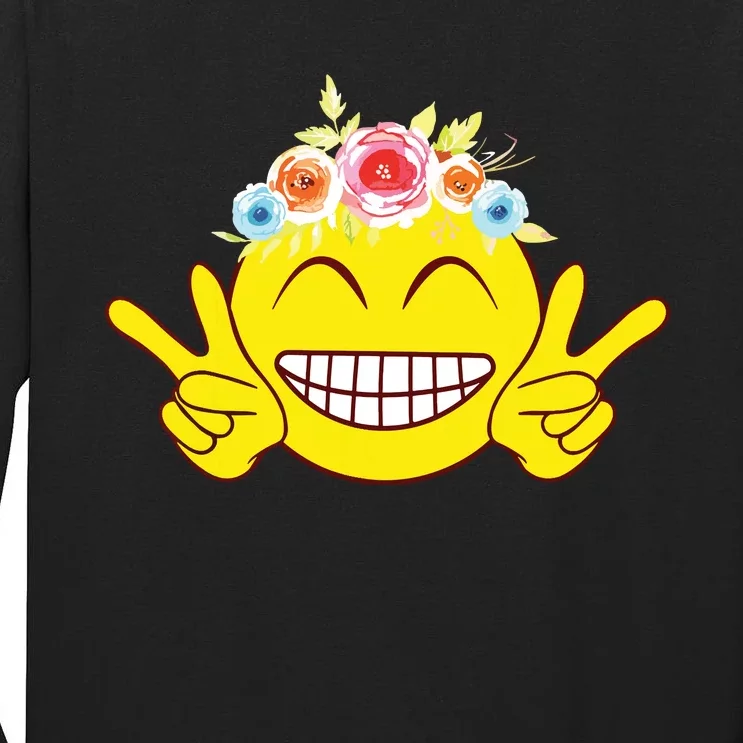 Smile Emoticon Happy Face Peace Love Cute Tall Long Sleeve T-Shirt