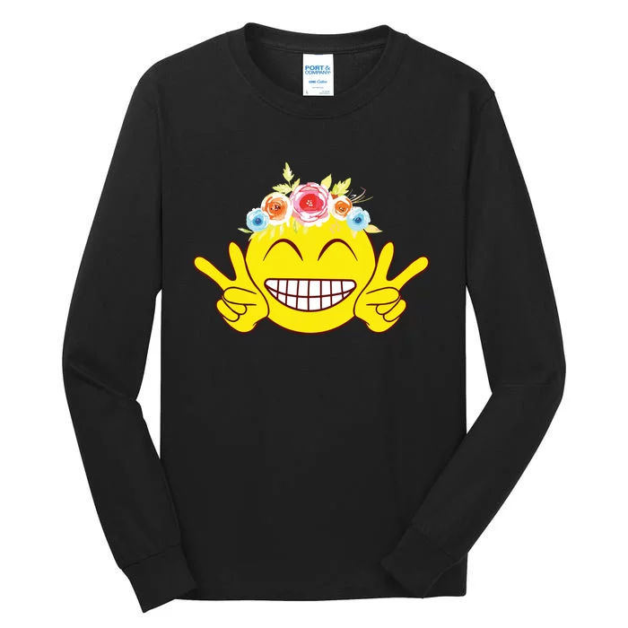 Smile Emoticon Happy Face Peace Love Cute Tall Long Sleeve T-Shirt