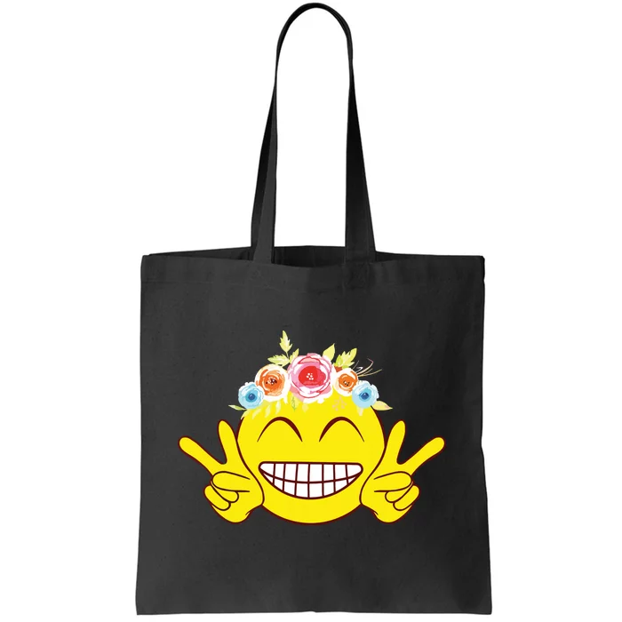 Smile Emoticon Happy Face Peace Love Cute Tote Bag