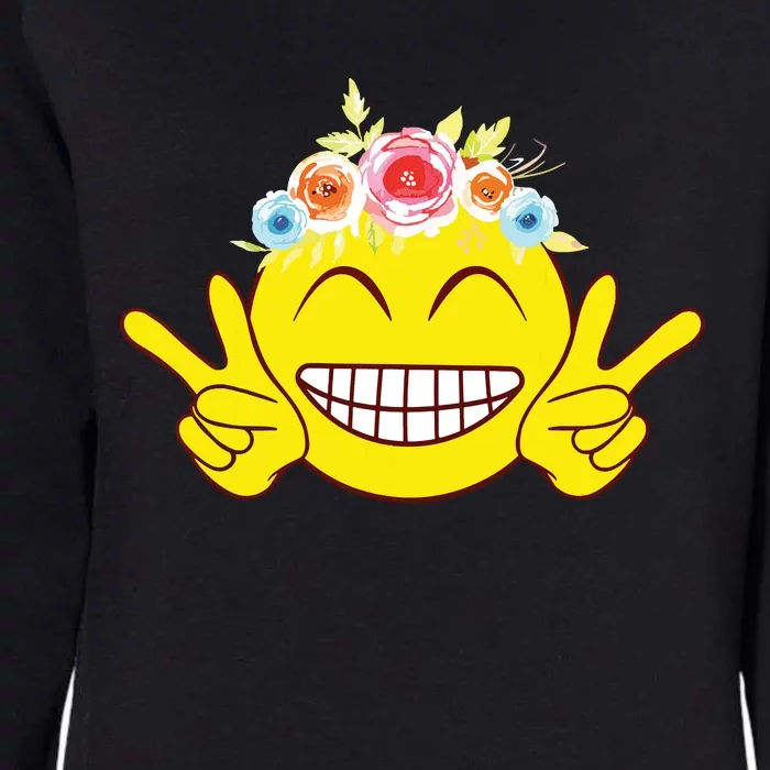 Smile Emoticon Happy Face Peace Love Cute Womens California Wash Sweatshirt