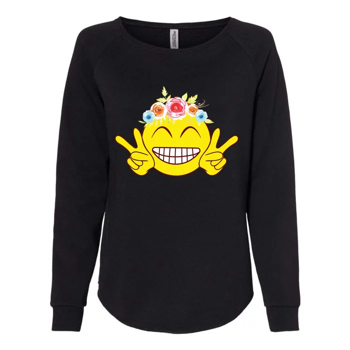 Smile Emoticon Happy Face Peace Love Cute Womens California Wash Sweatshirt