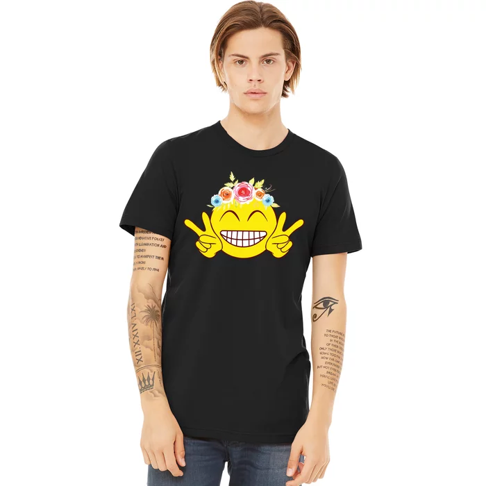 Smile Emoticon Happy Face Peace Love Cute Premium T-Shirt